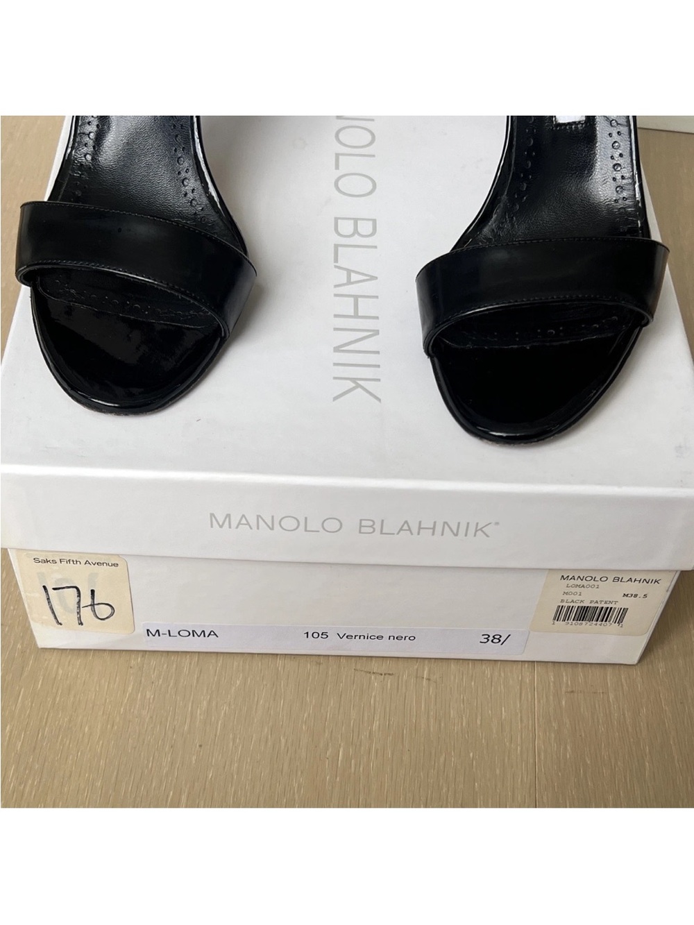 Manolo Blahnik Loma Black Patent Leather Strappy Heel Heel EU 38.5 - Picture 12 of 13